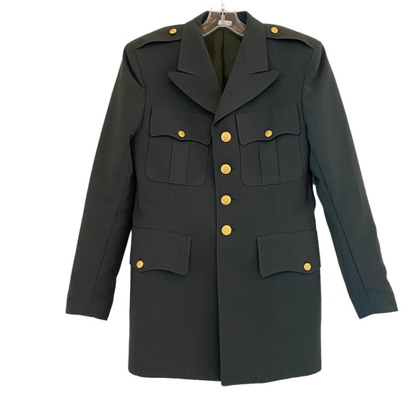 VINTAGE US Army Dress Men's Jacket Coat Wool Blend Serge Green AG-344 1988 38R - Picture 1 of 14